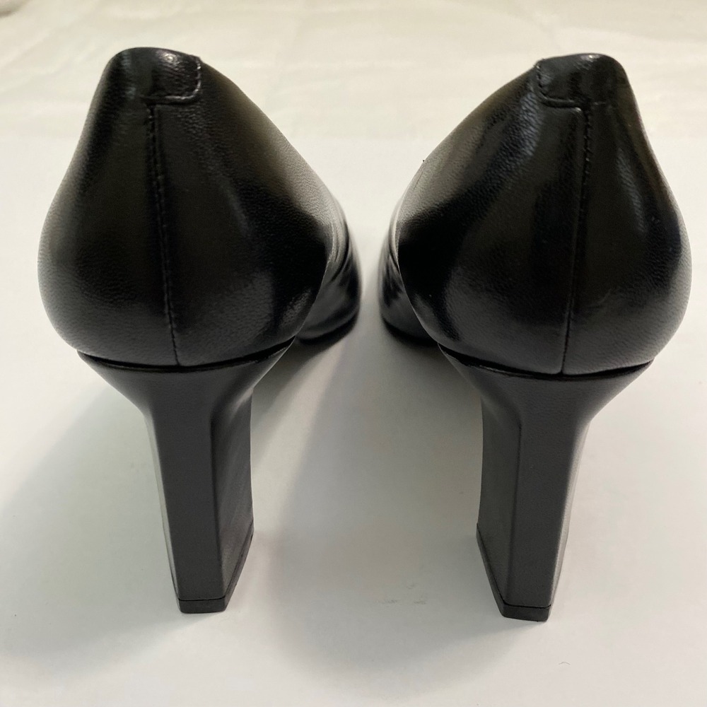SRO Block Heel Pumps Womens 7 Black 90s Vintage Square Toe Corporate Shoes - Picture 4 of 7